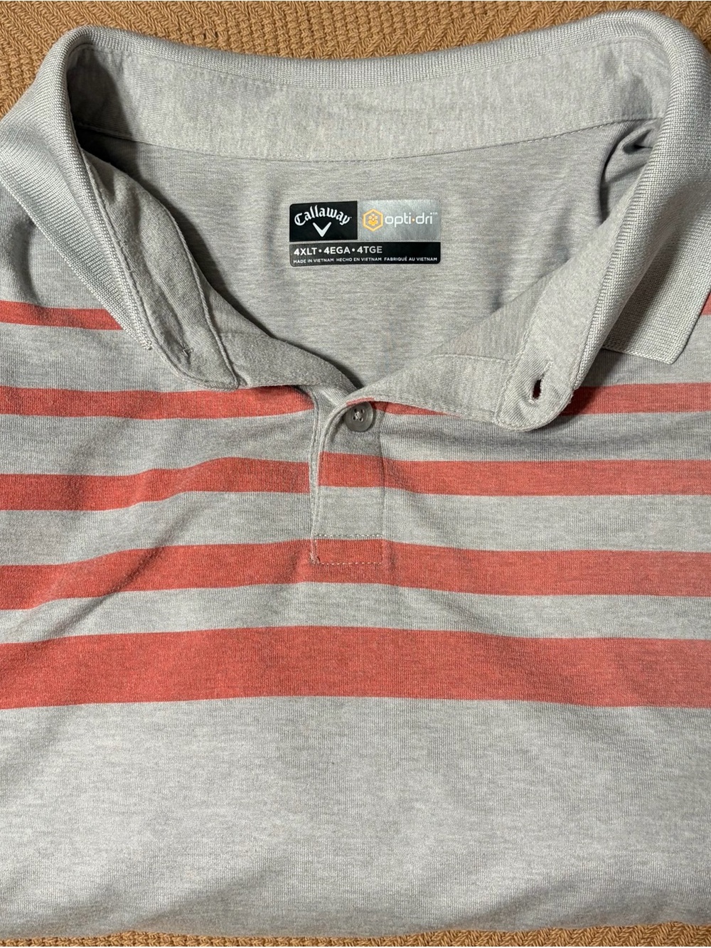Callaway Gray and Red Striped Polo Shirt